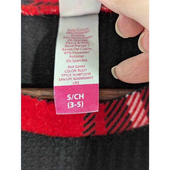 Junior Women's Red Black Tis The Season Deer Glitter Holiday Christmas Shirt 3-5 - Picture 3 of 6